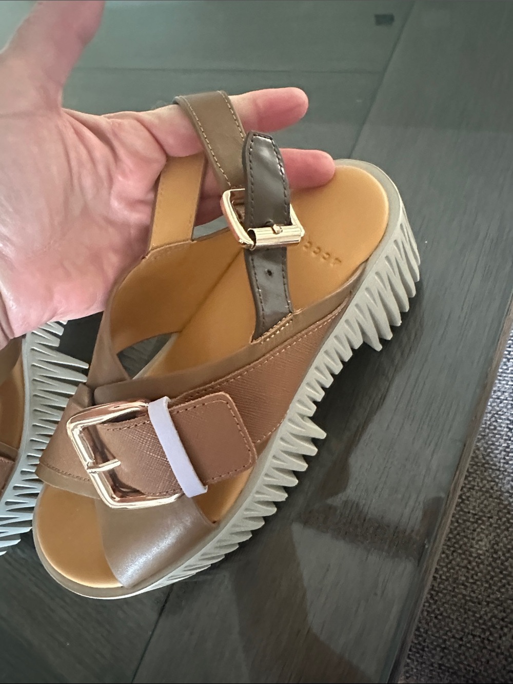 Womens 4CCCCESS Plia Juno Platform Sandals with White Ridged Sole - Picture 9 of 10